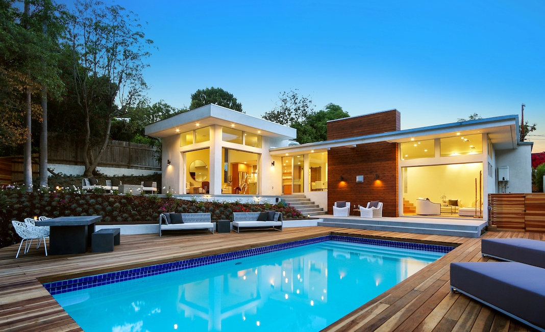 Fabulous pool and rear garden in this private Bel Air Dream home.