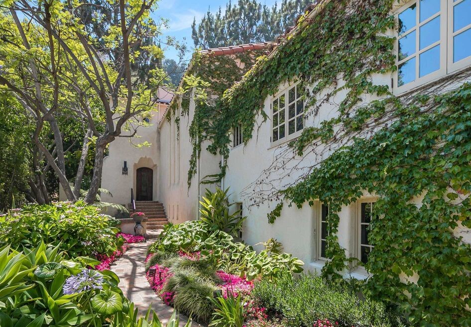 Classic Spanish Architectural Stunning Sunset Strip home Lush entry