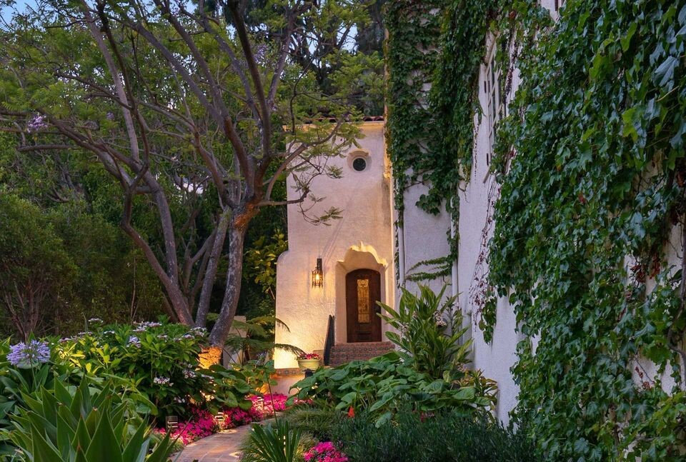 Classic Spanish Architectural Stunning Sunset Strip home Architectural beautifully landscaped entrance