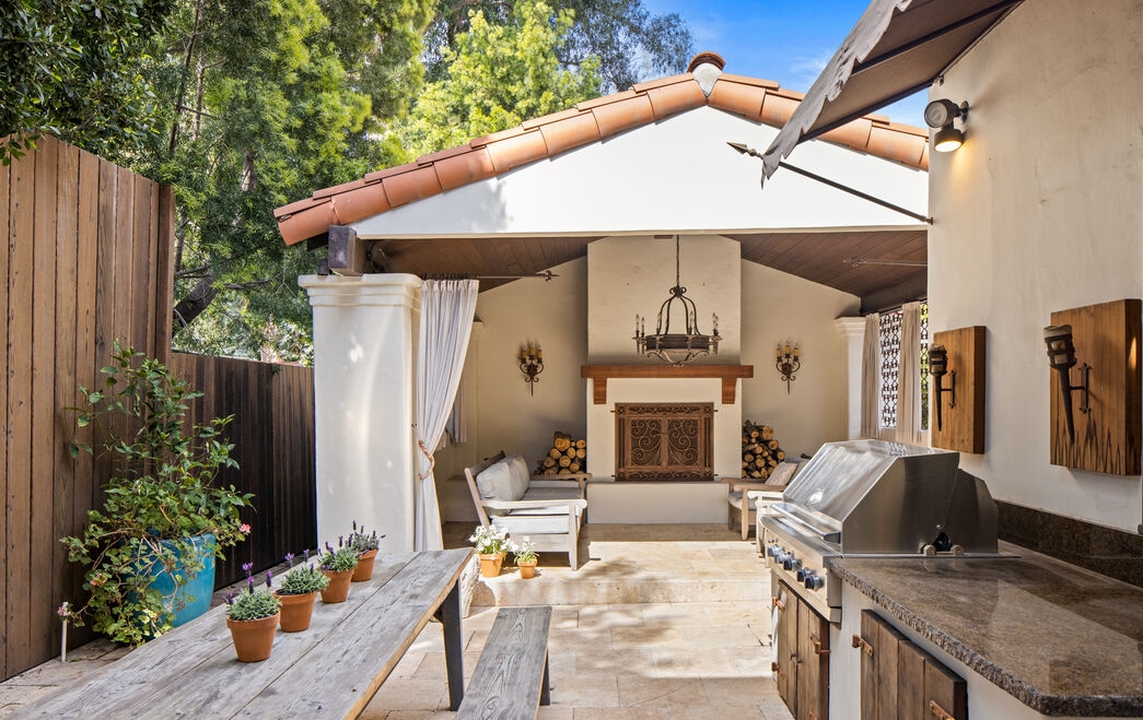 Hollywood Hills Spanish Old World Charm outdoor kitchen