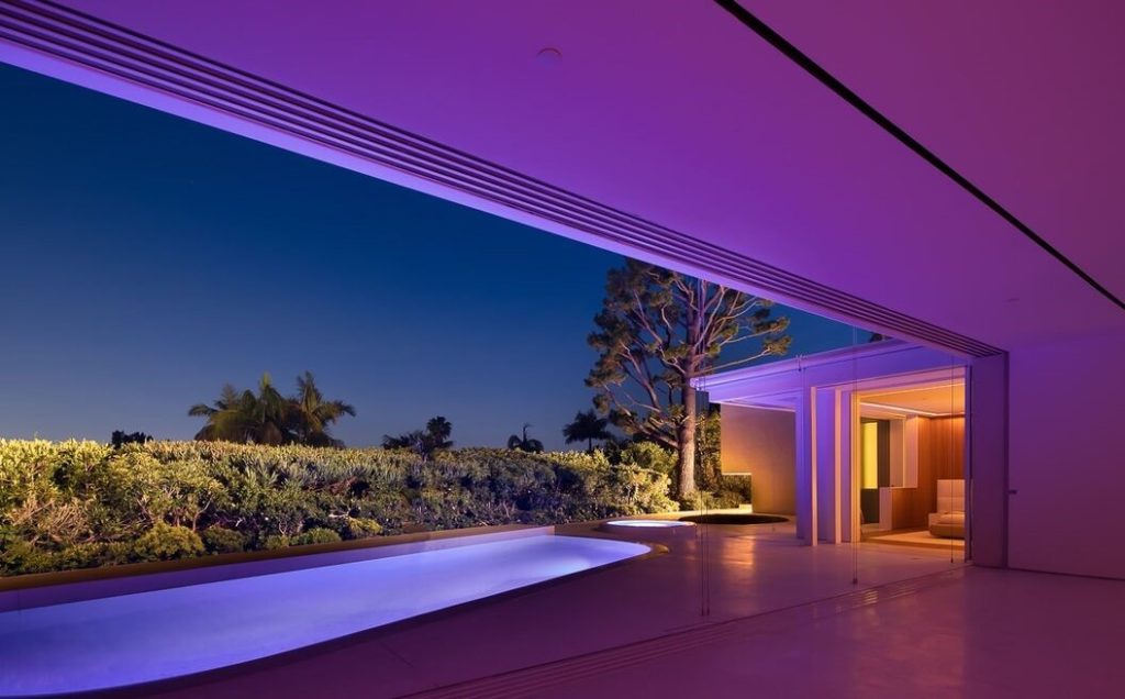 Trousdale Luxurious Architectural Home presents spectacular lighting and design inside and out