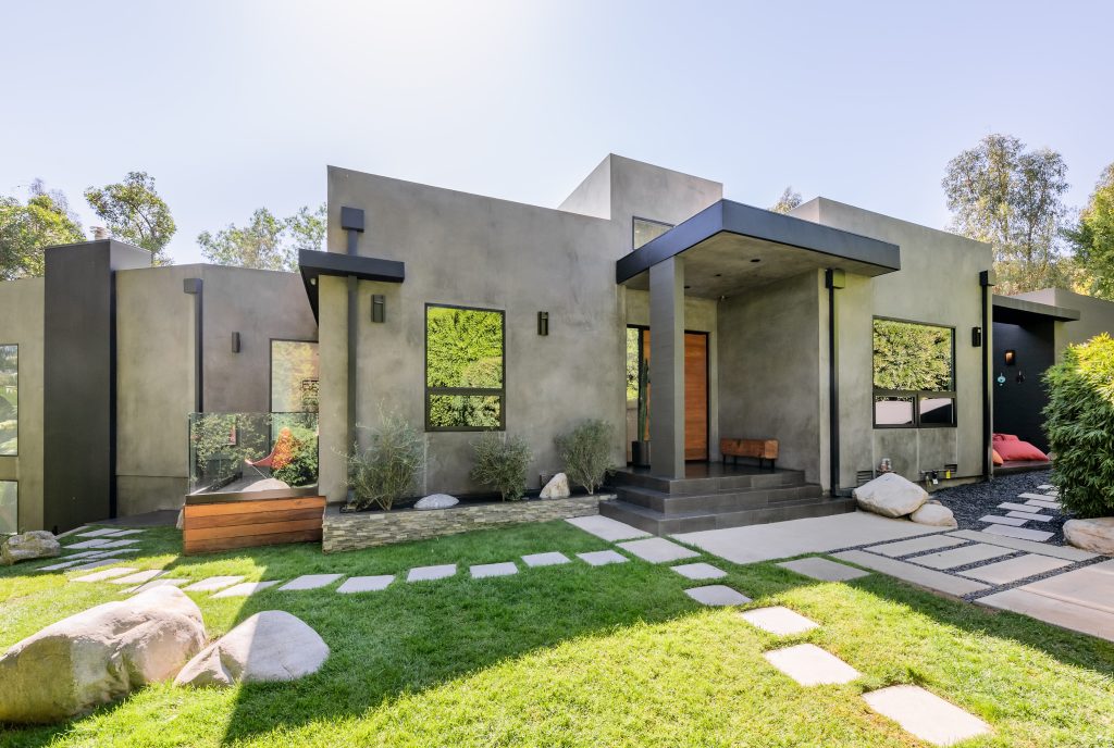 Hollywood Hills Exceptional Gated and Secluded Modern Home stunning architectural entrance
