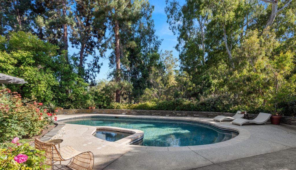 Amazing pool yard in this remarkable Pacific Palisades Extraordinary Mid Century Modern home.