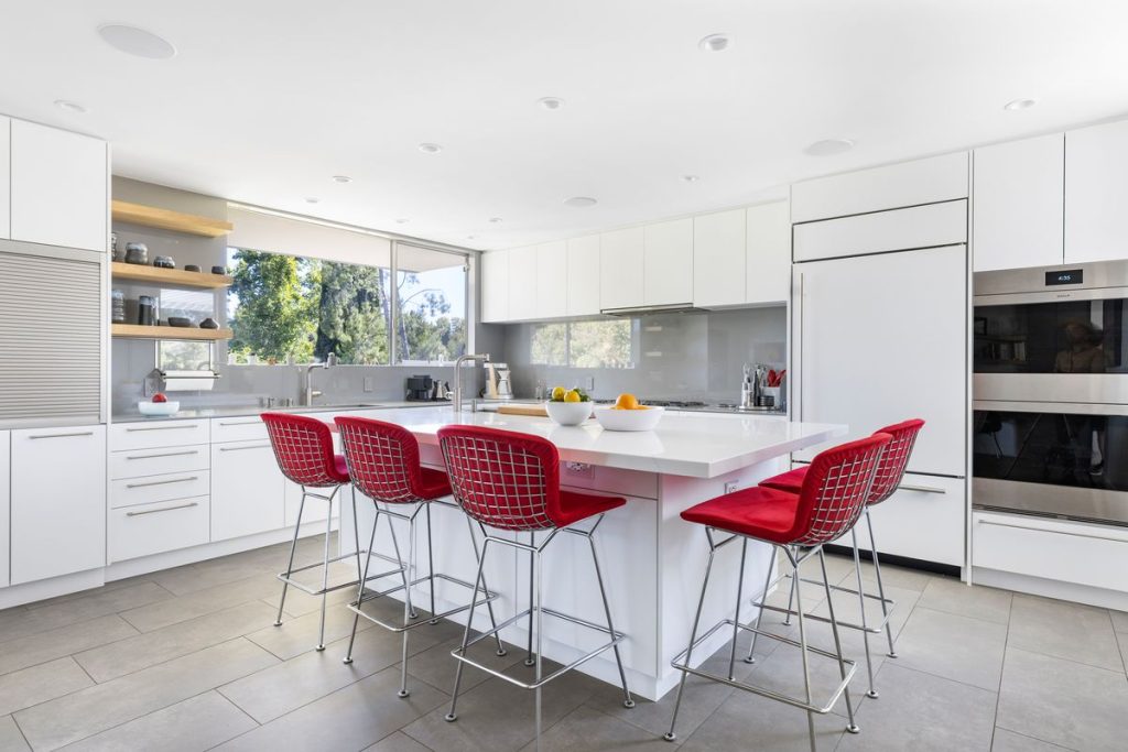 Woodland Hills Richard Neutra Magnificent kitchen with center island counter