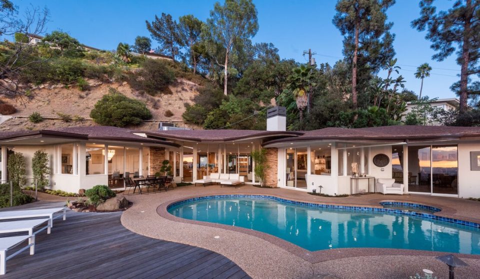 Fabulous sparkling pool yard in this Hollywood Hills Magnificent Mid-Century on Mulholland