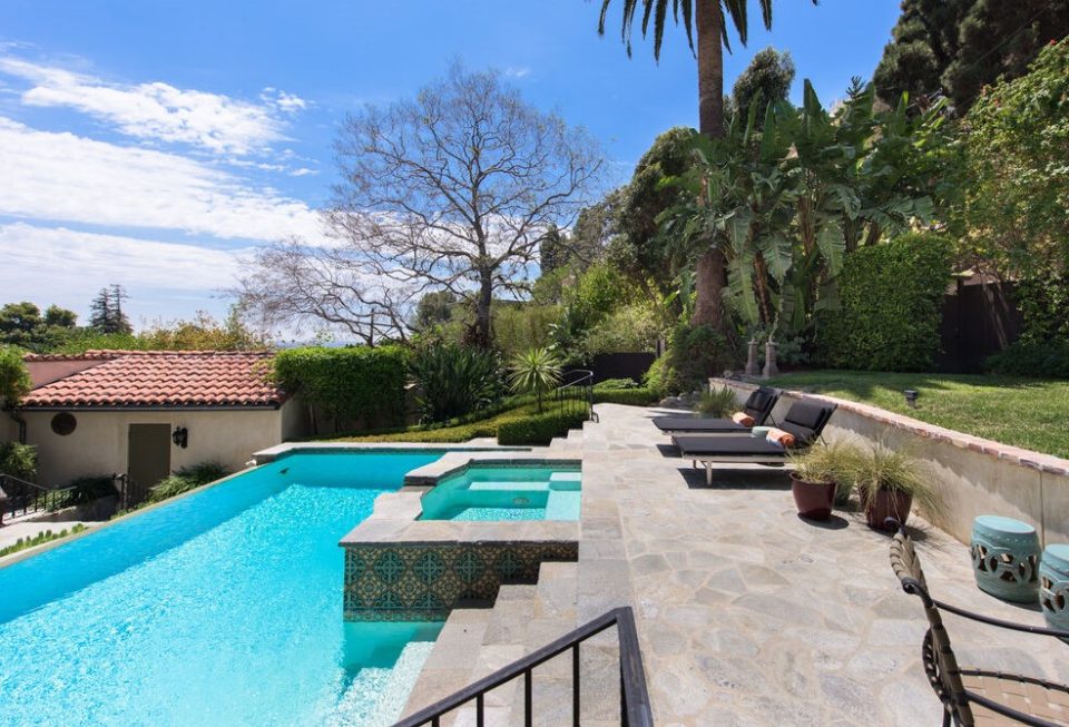 Magnificent pool in this Sunset Strip Hollywood Hills Spectacular Spanish Andalusian architectectural